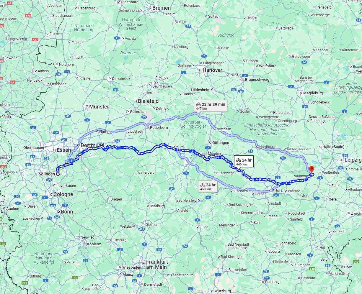 Anreise von Solingen Zu Saale Über 