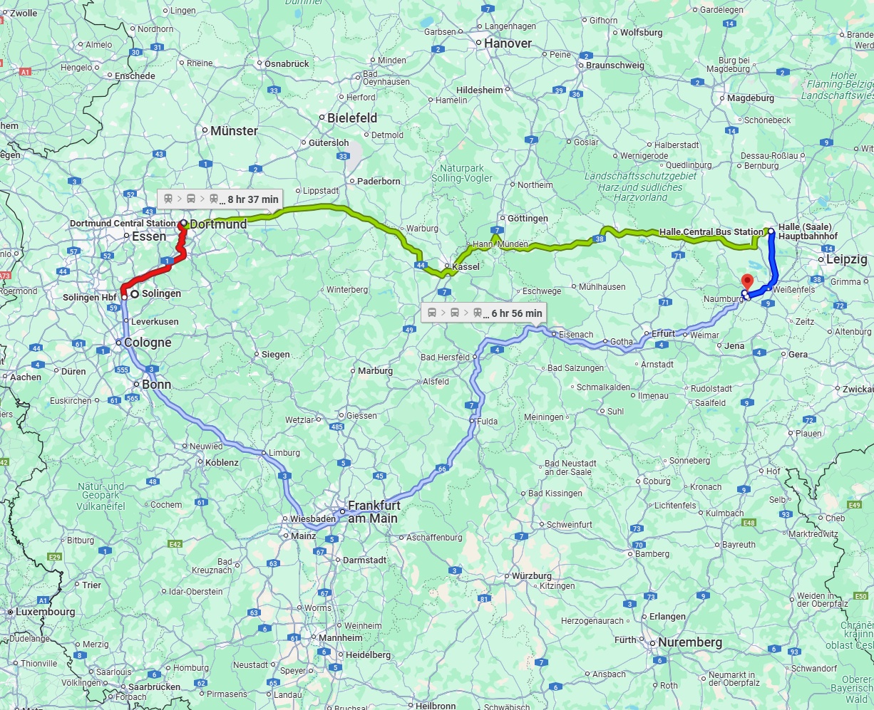 Anreise von Solingen Zu Saale Über 