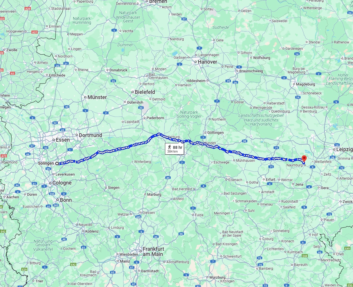 Anreise von Solingen Zu Saale Über 