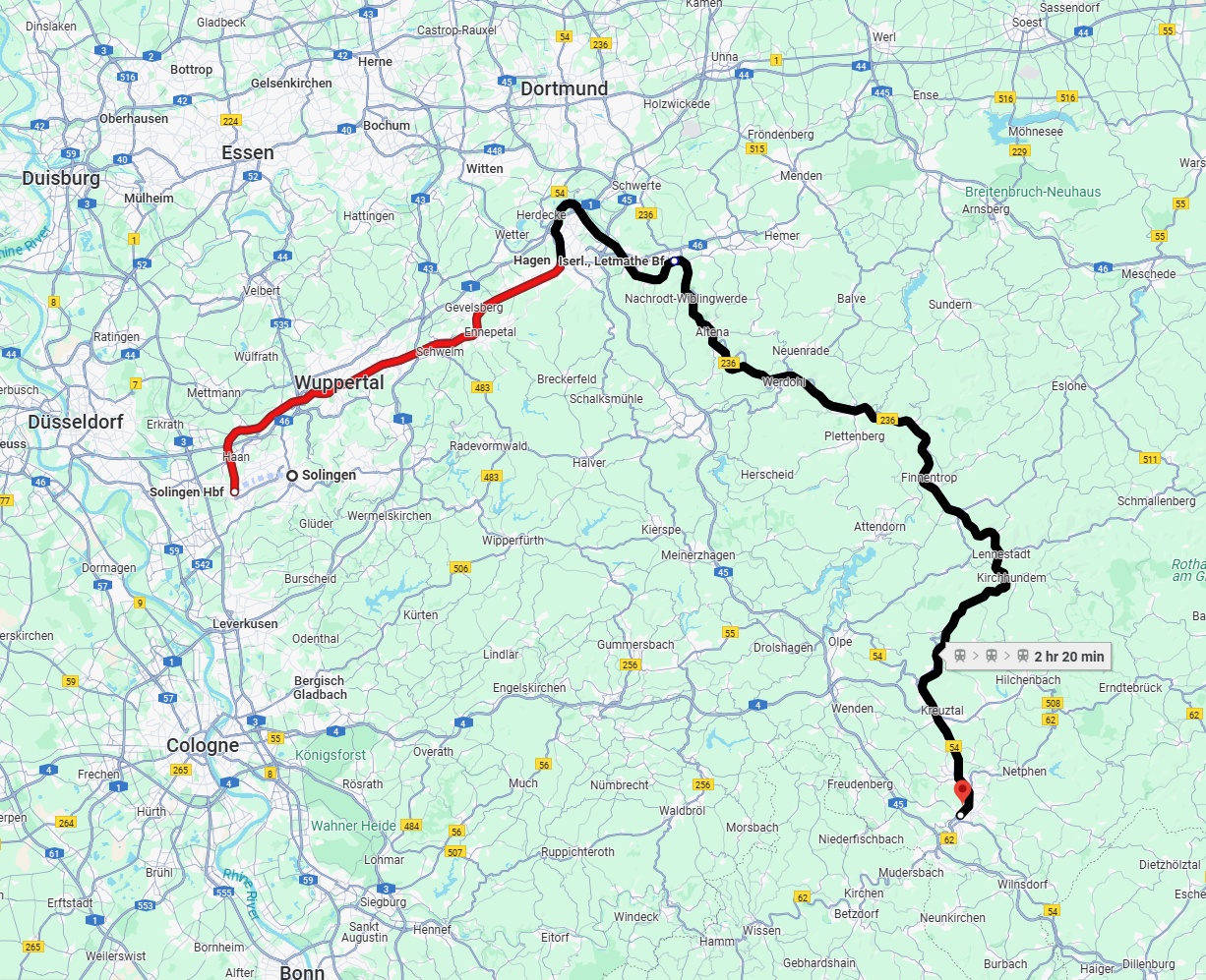 Anreise von Solingen Zu Siegen Über 