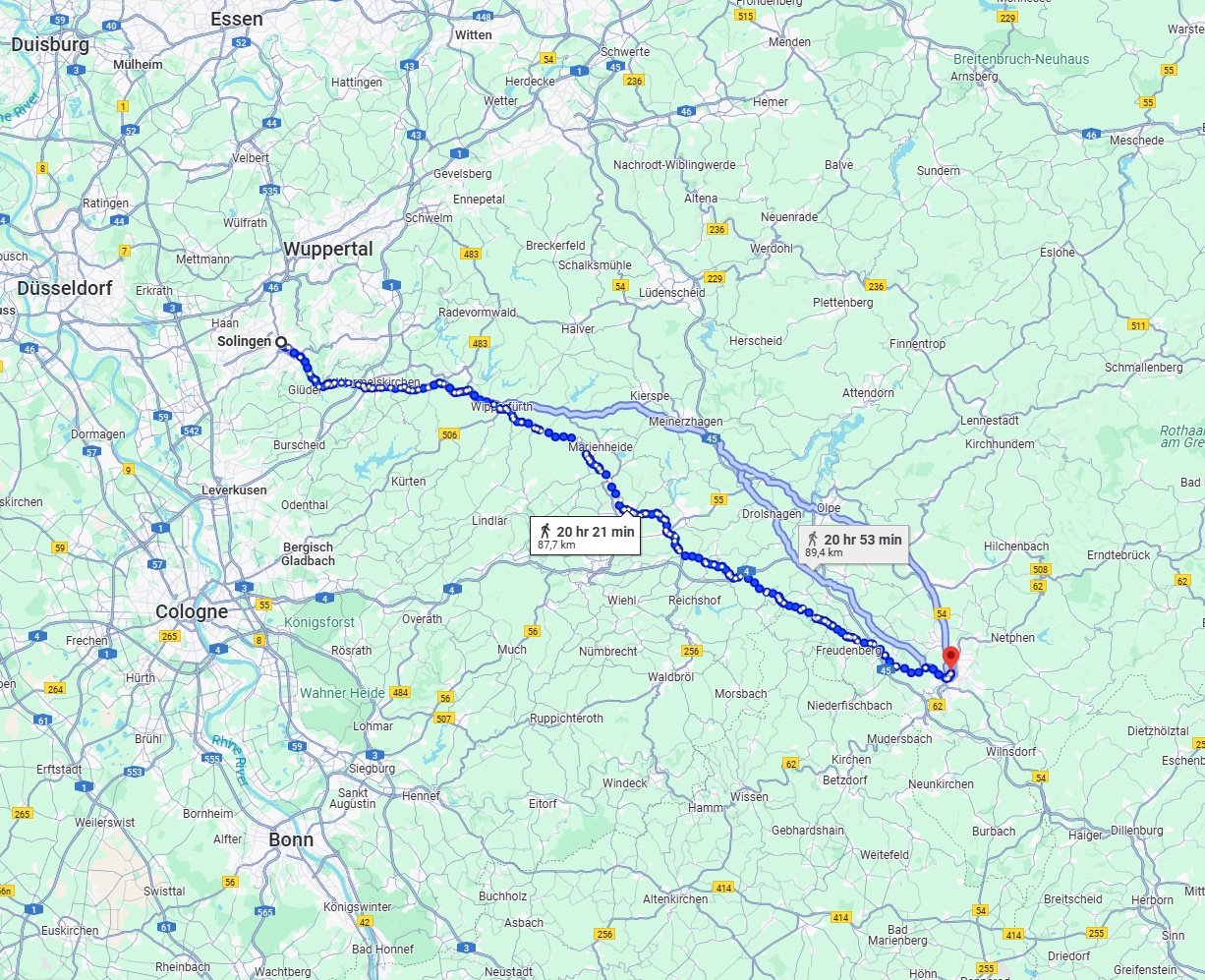 Anreise von Solingen Zu Siegen Über 