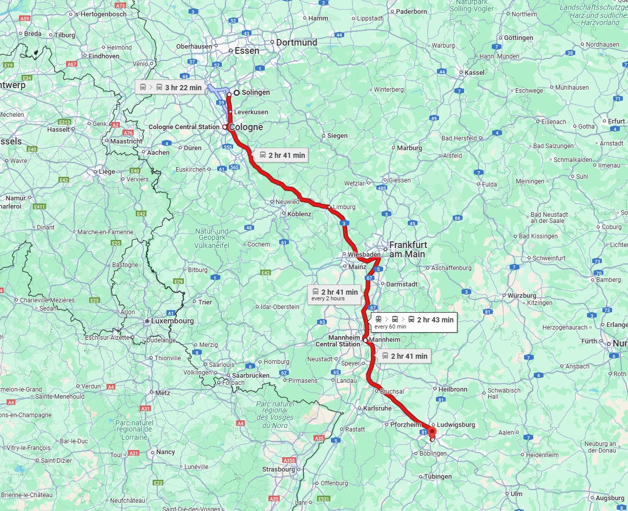 Anreise von Solingen Zu Stuttgart Über 