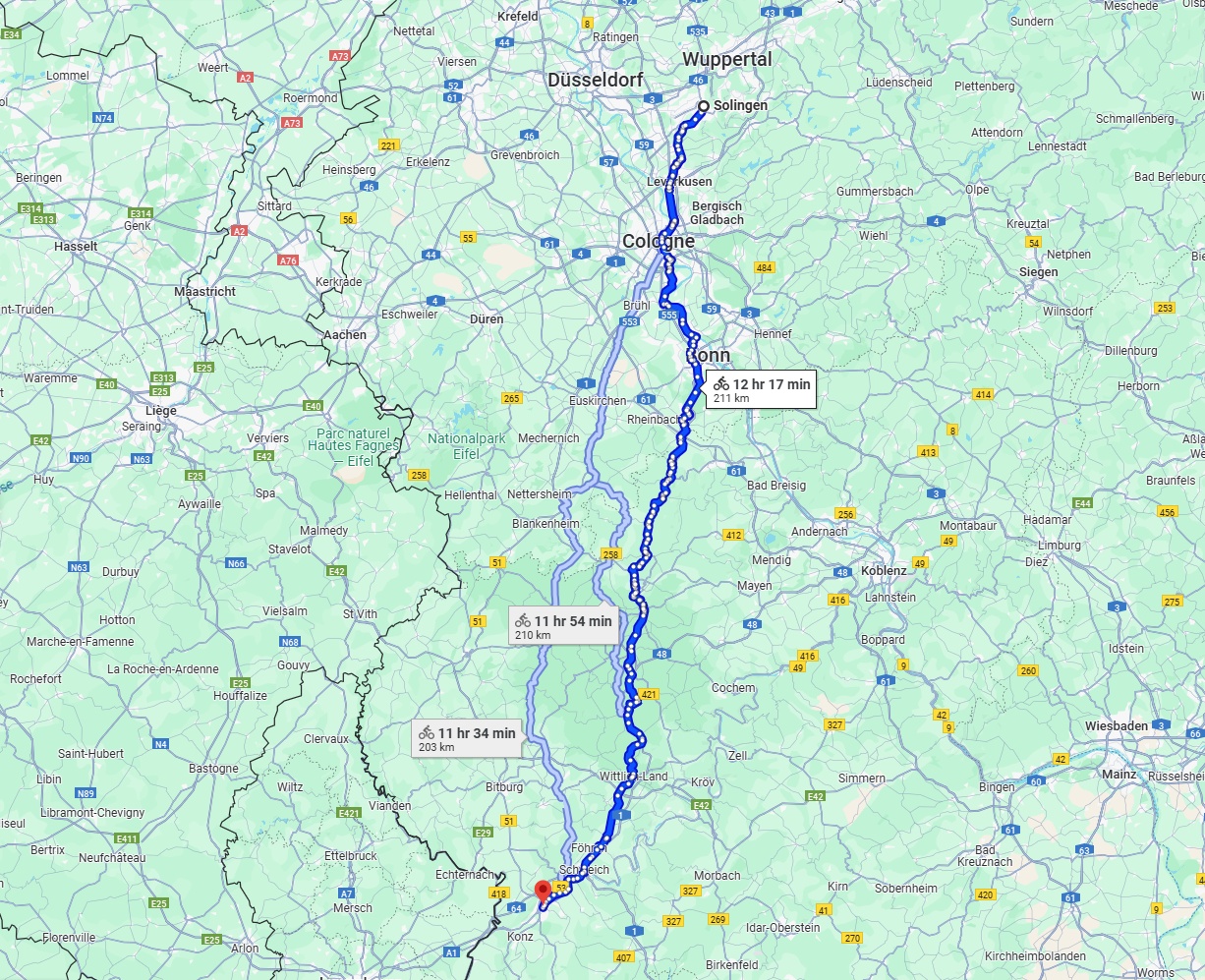 Anreise von Solingen Zu Trier Über 