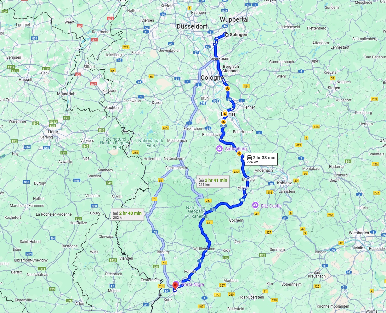 Anreise von Solingen Zu Trier Über via A1