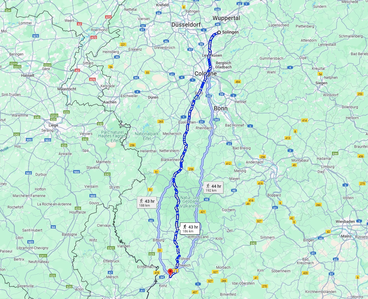 Anreise von Solingen Zu Trier Über 