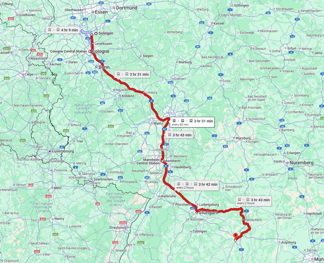 Anreise von Solingen Zu Ulm Über 