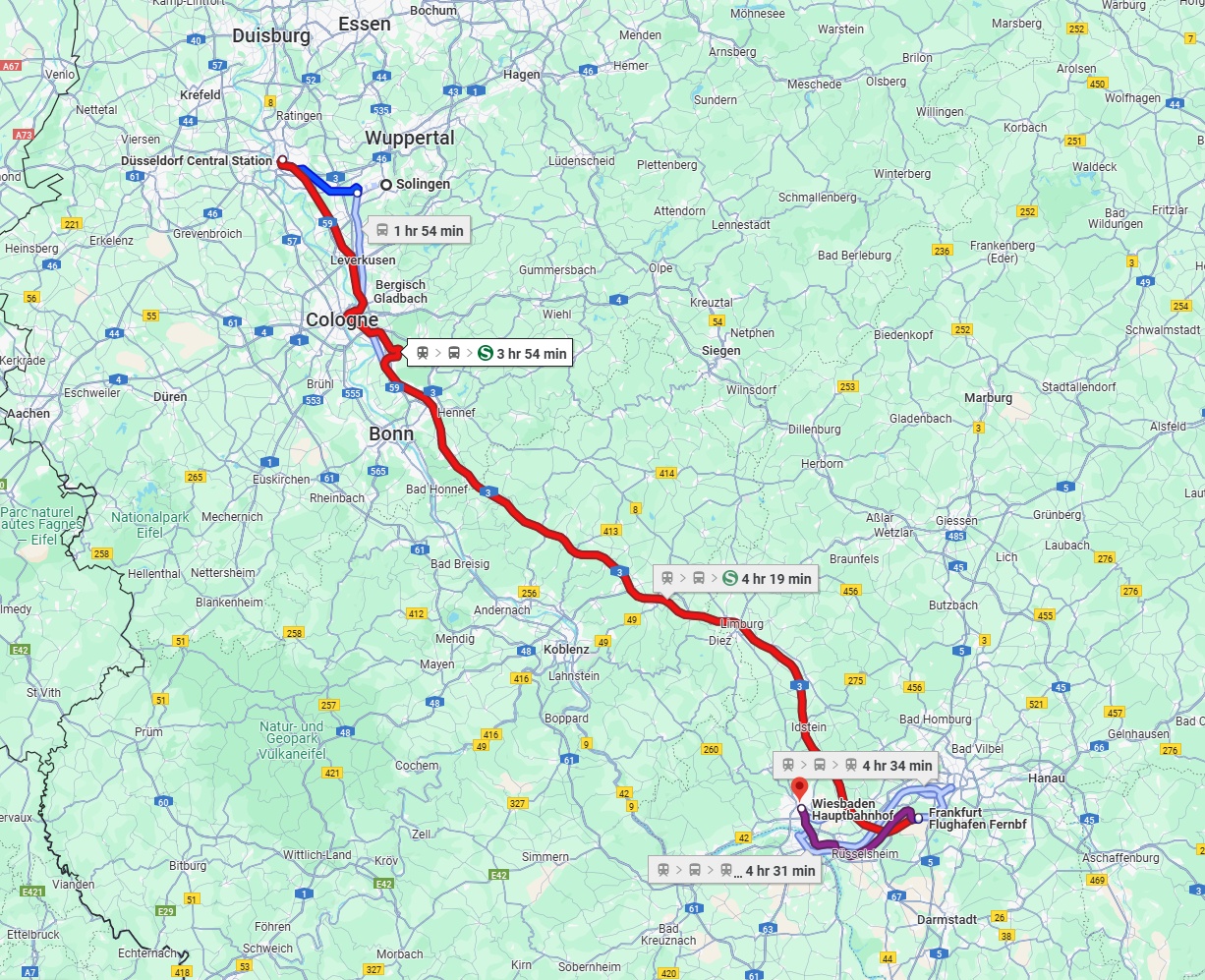Anreise von Solingen Zu Wiesbaden Über 