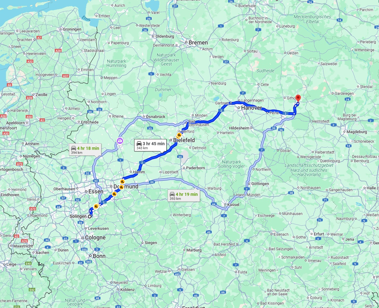 Anreise von Solingen Zu Wolfsburg Über via A2