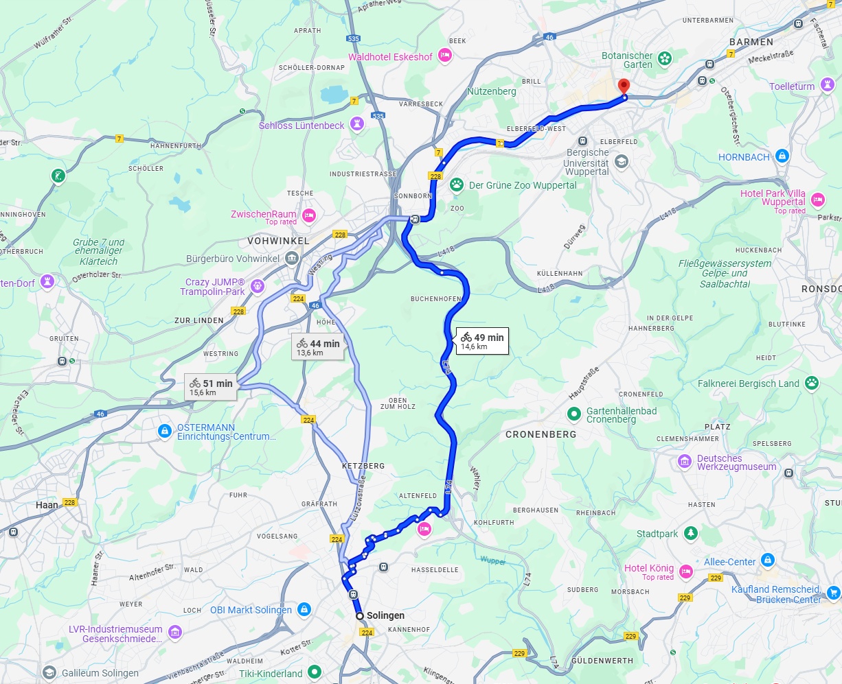 Anreise von Solingen Zu Wuppertal Über 