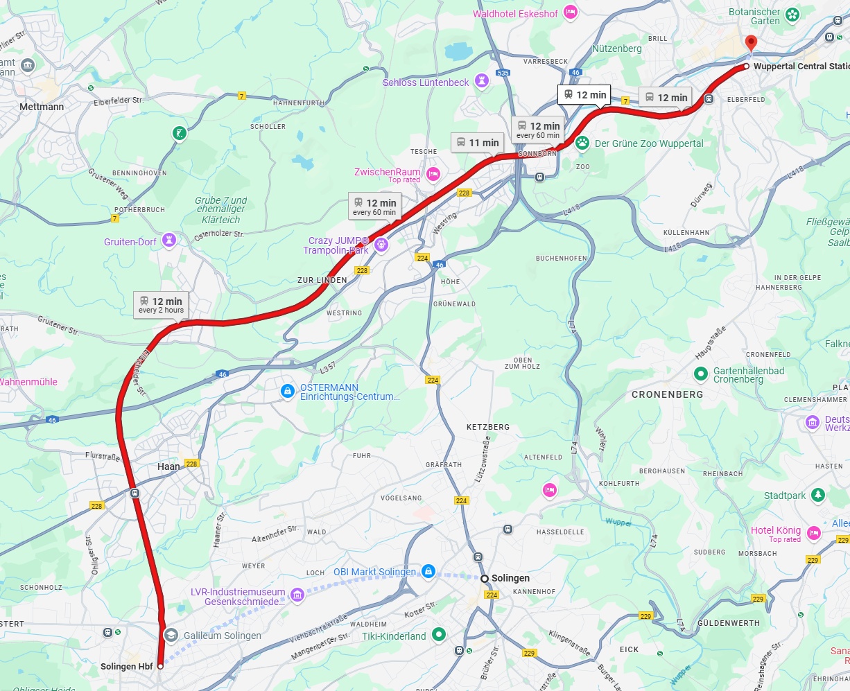 Anreise von Solingen Zu Wuppertal Über 