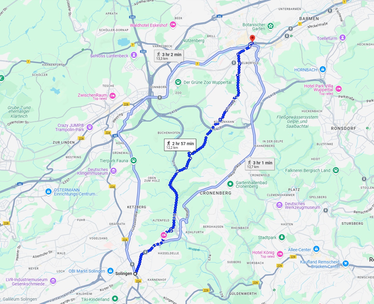 Anreise von Solingen Zu Wuppertal Über 