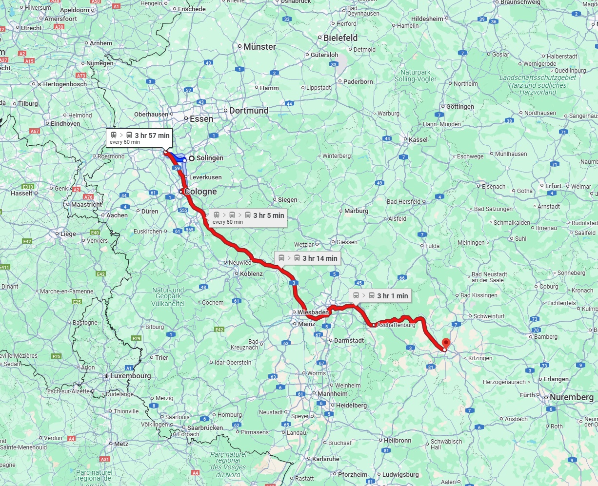 Anreise von Solingen Zu Würzburg Über 