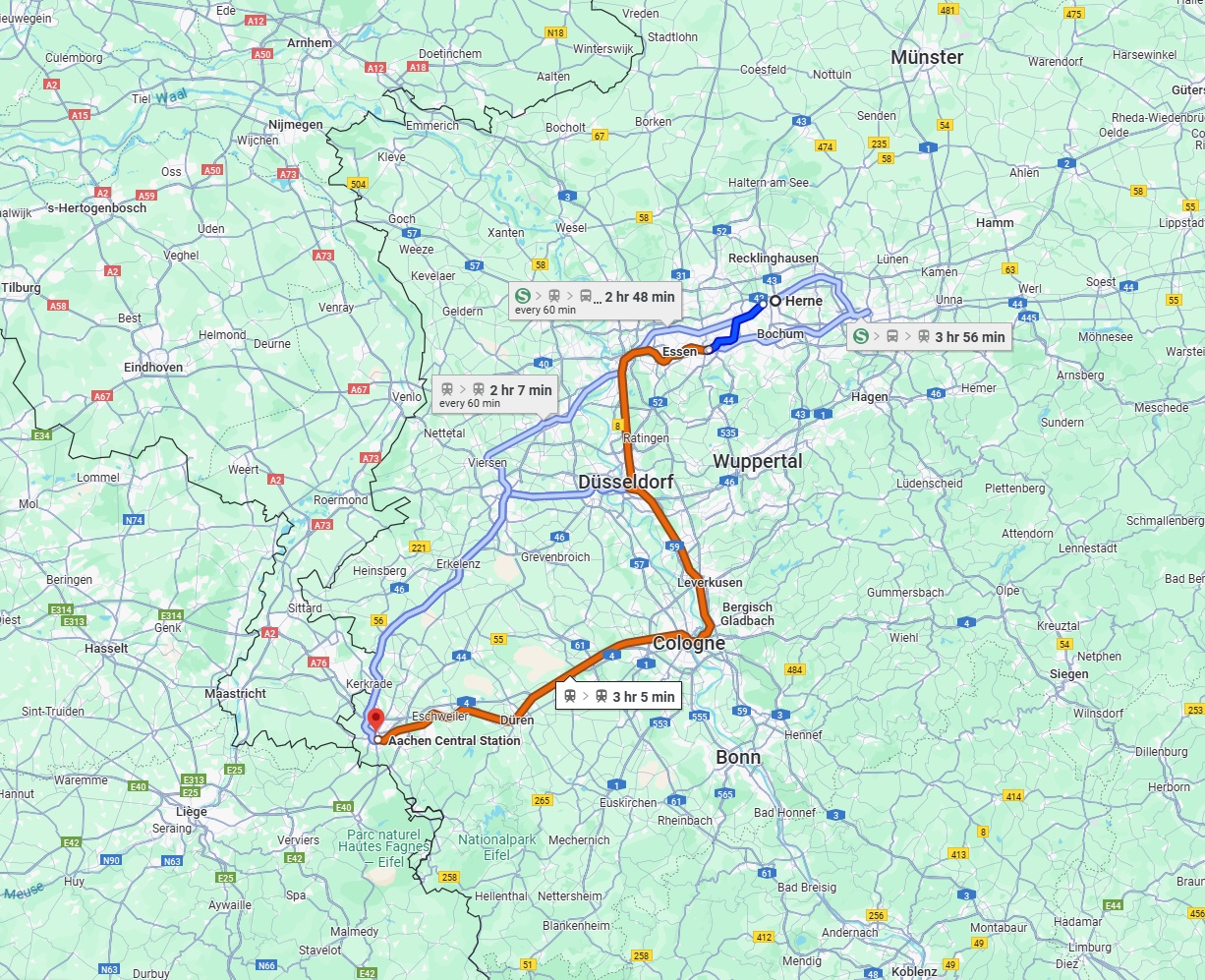 Anreise von Herne Zu Aachen Über 