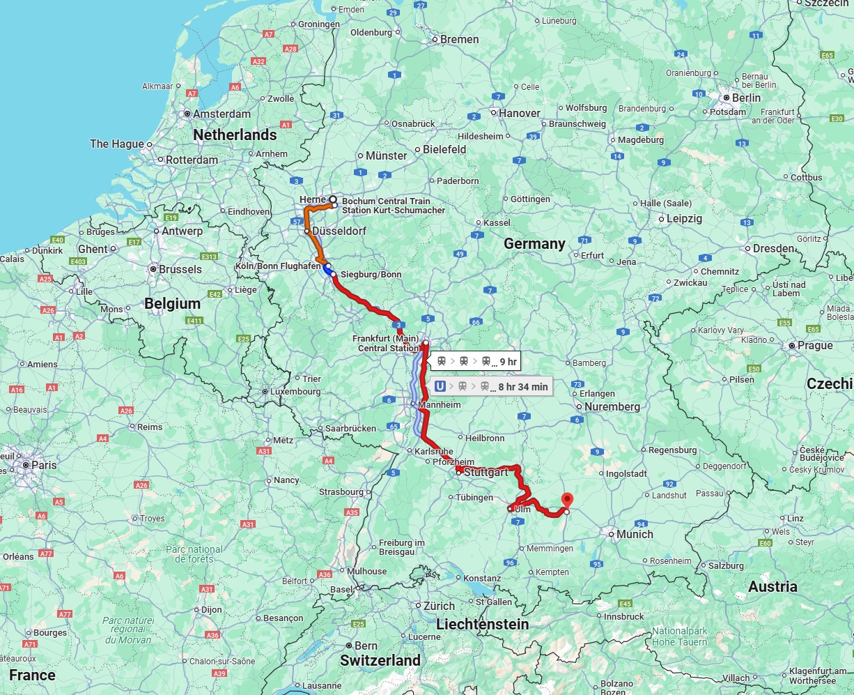 Anreise von Herne Zu Augsburg Über 