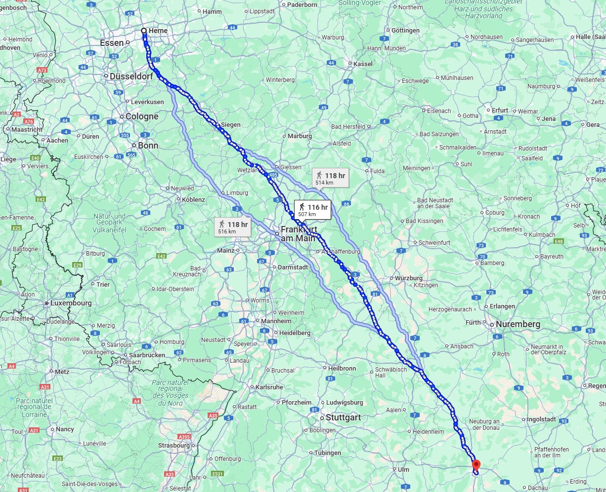 Anreise von Herne Zu Augsburg Über 