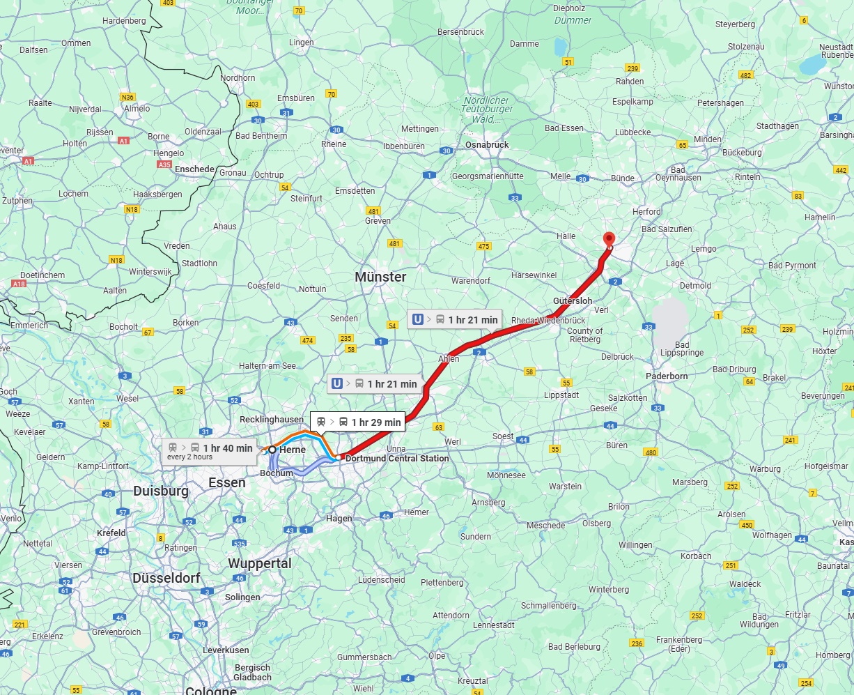 Anreise von Herne Zu Bielefeld Über 