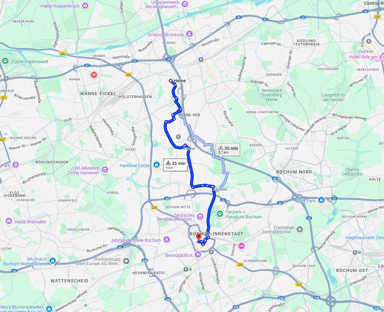Anreise von Herne Zu Bochum Über 