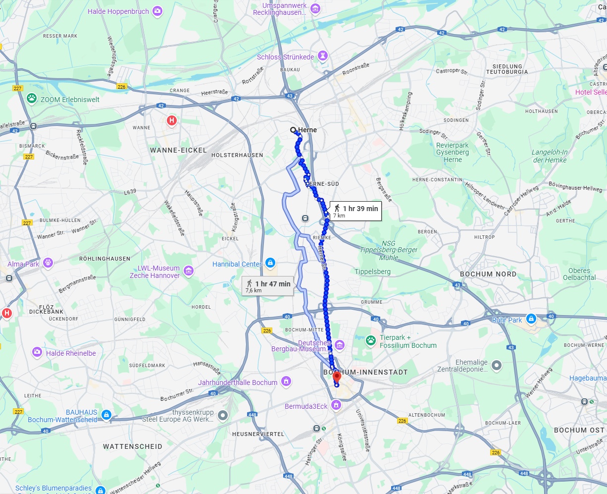 Anreise von Herne Zu Bochum Über 