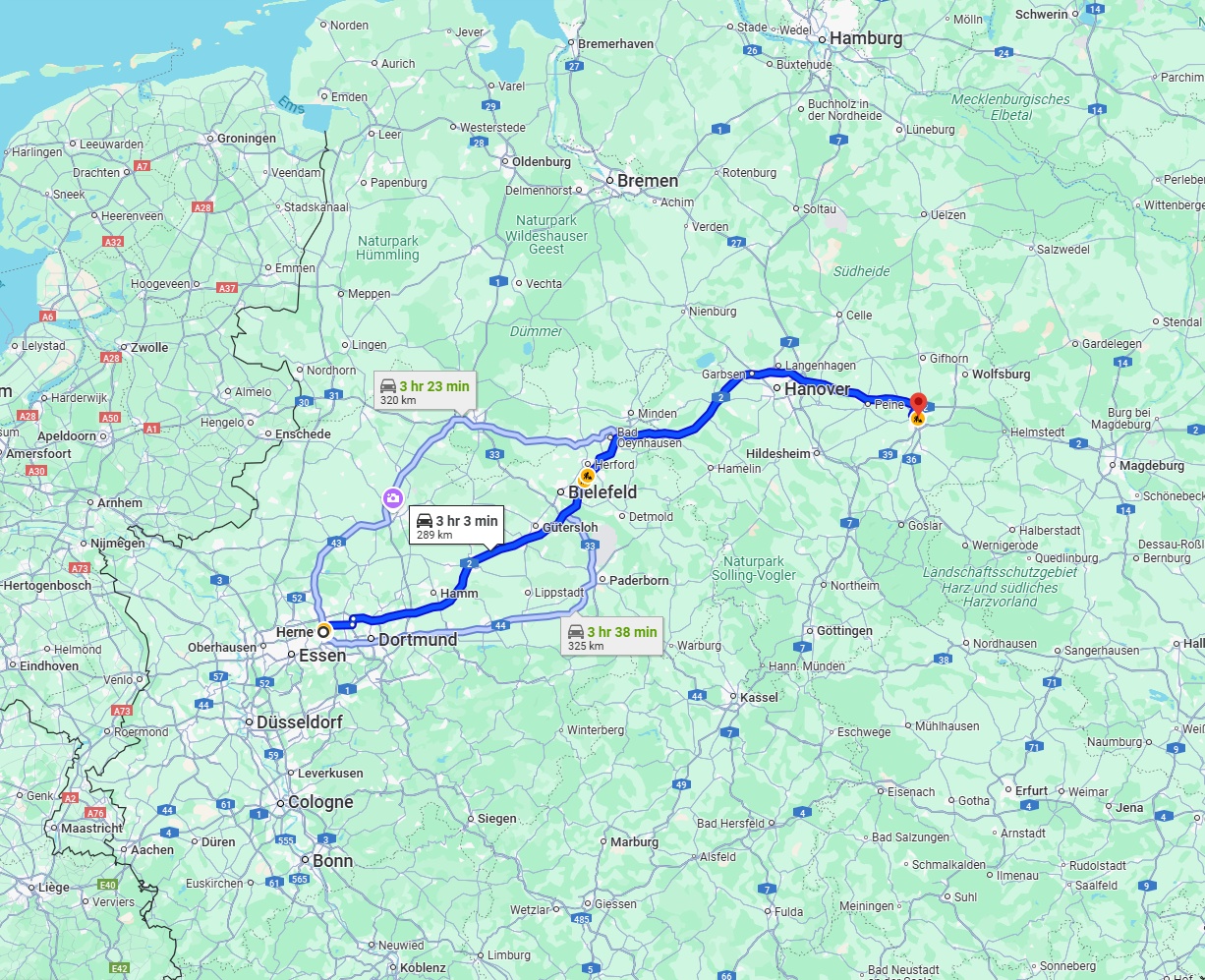 Anreise von Herne Zu Braunschweig Über via A2