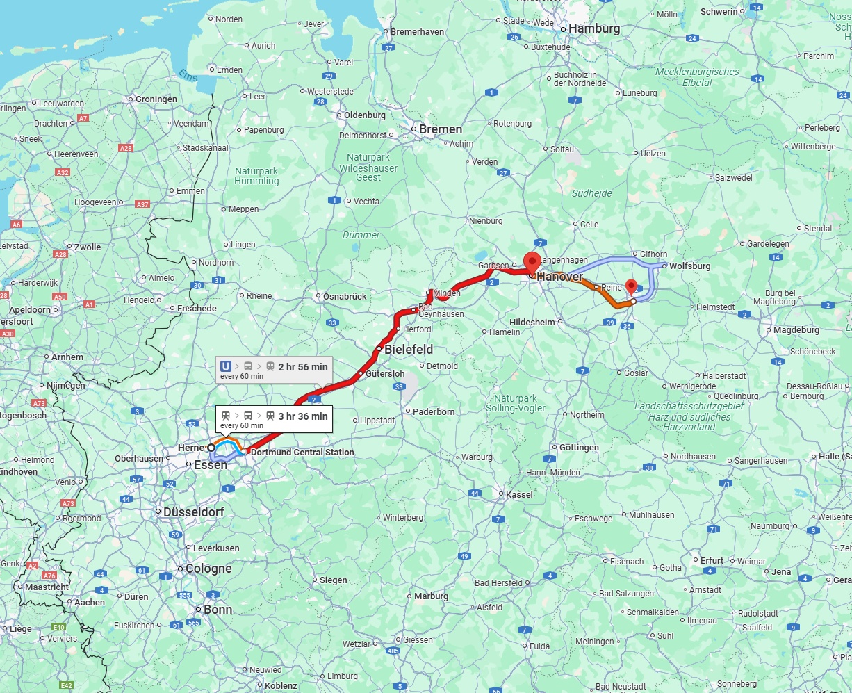 Anreise von Herne Zu Braunschweig Über 