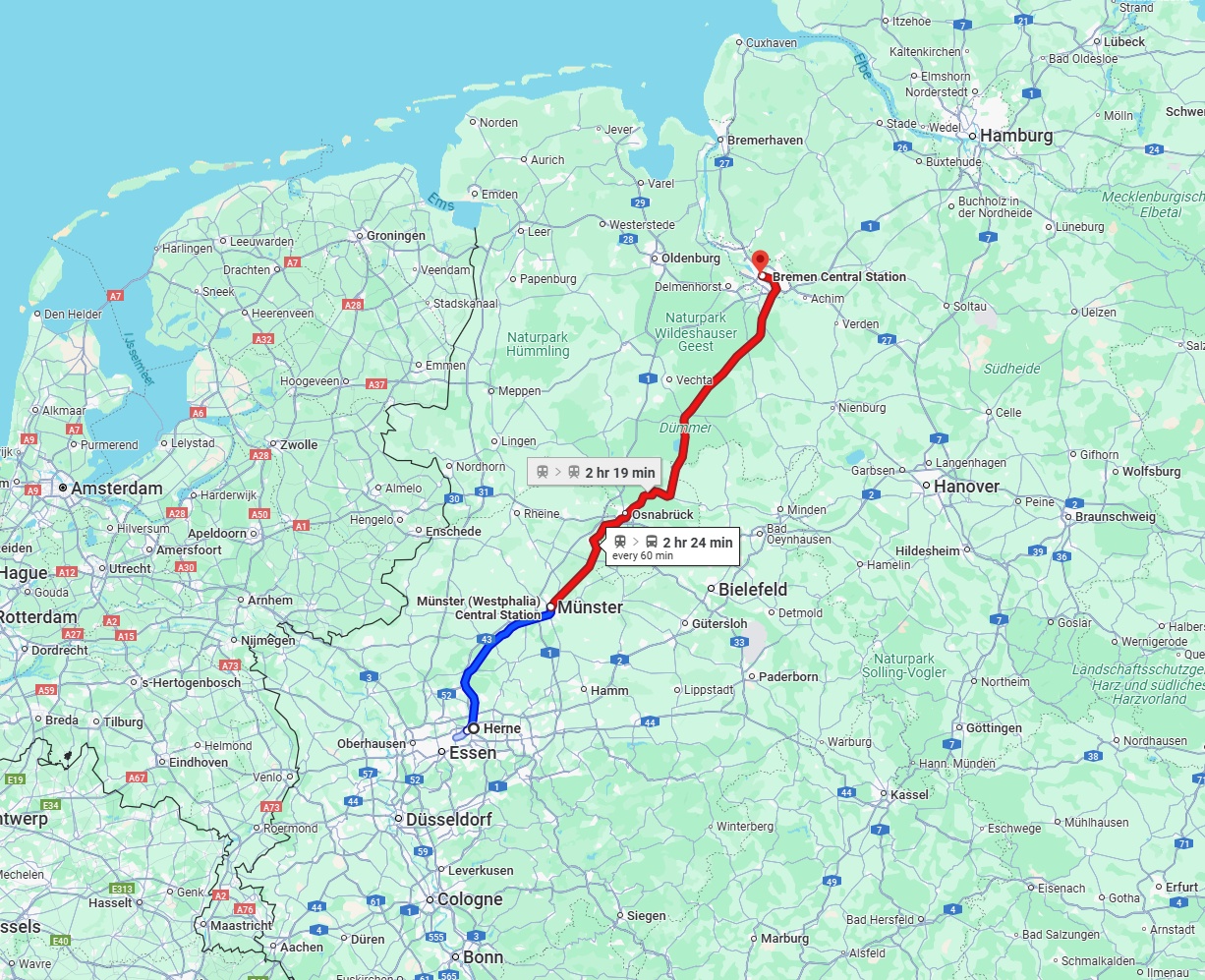 Anreise von Herne Zu Bremen Über 