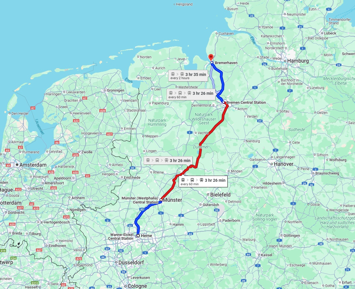 Anreise von Herne Zu Bremerhaven Über 