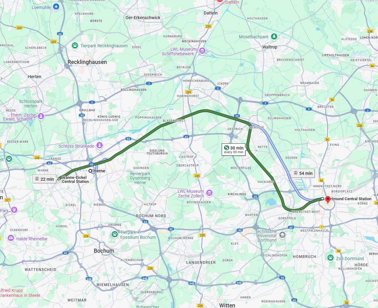 Anreise von Herne Zu Dortmund Über 