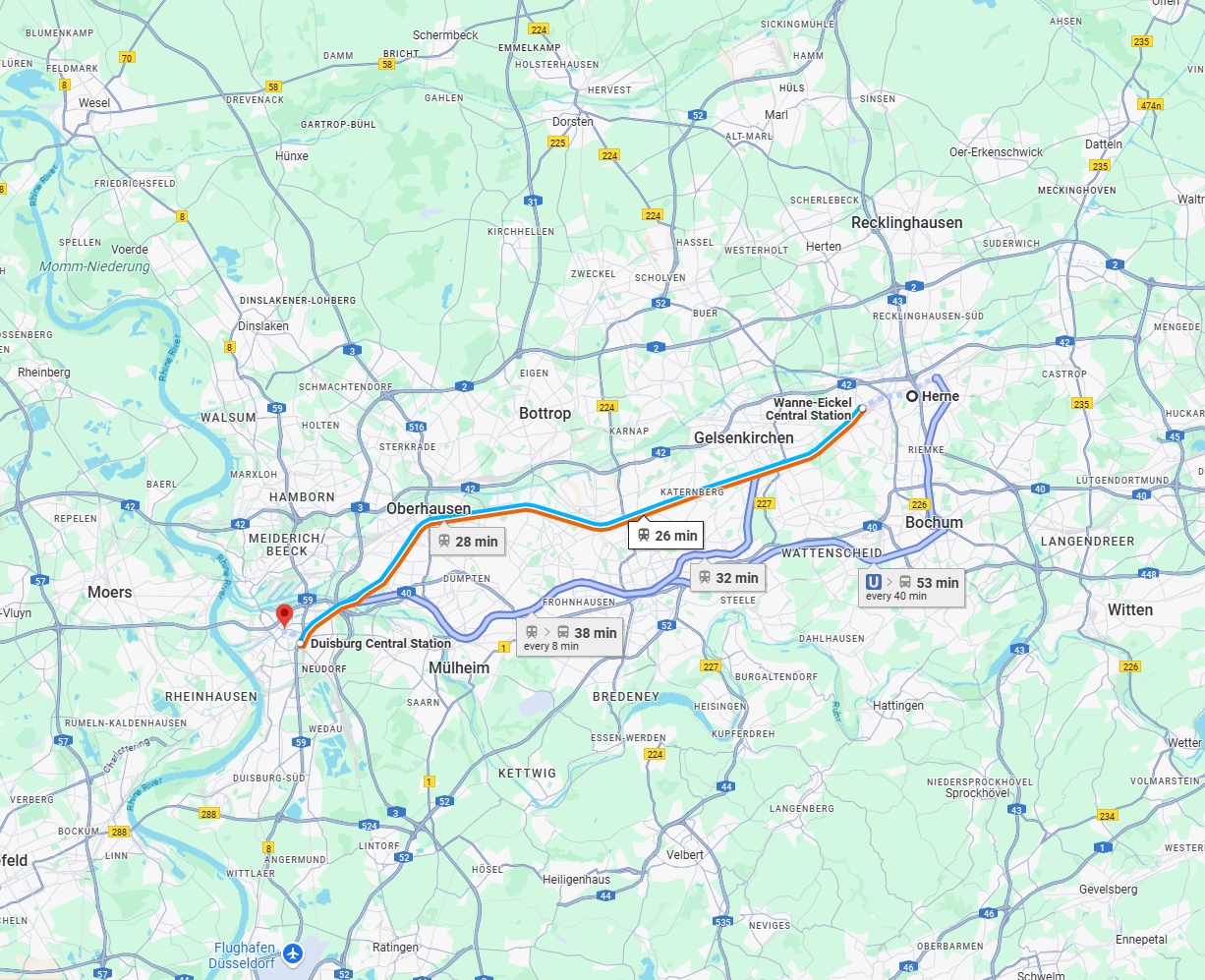 Anreise von Herne Zu Duisburg Über 