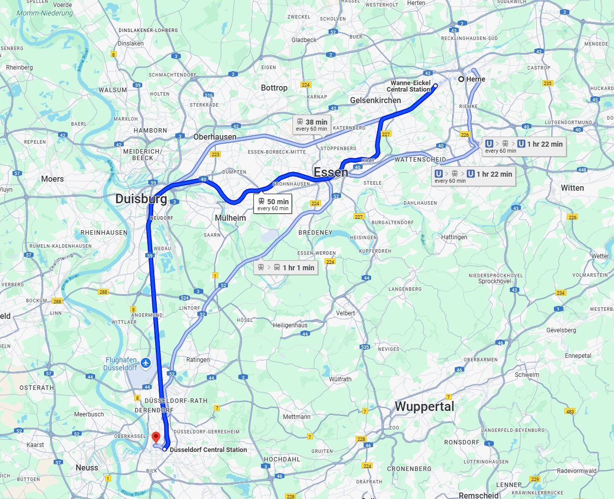 Anreise von Herne Zu Düsseldorf Über 