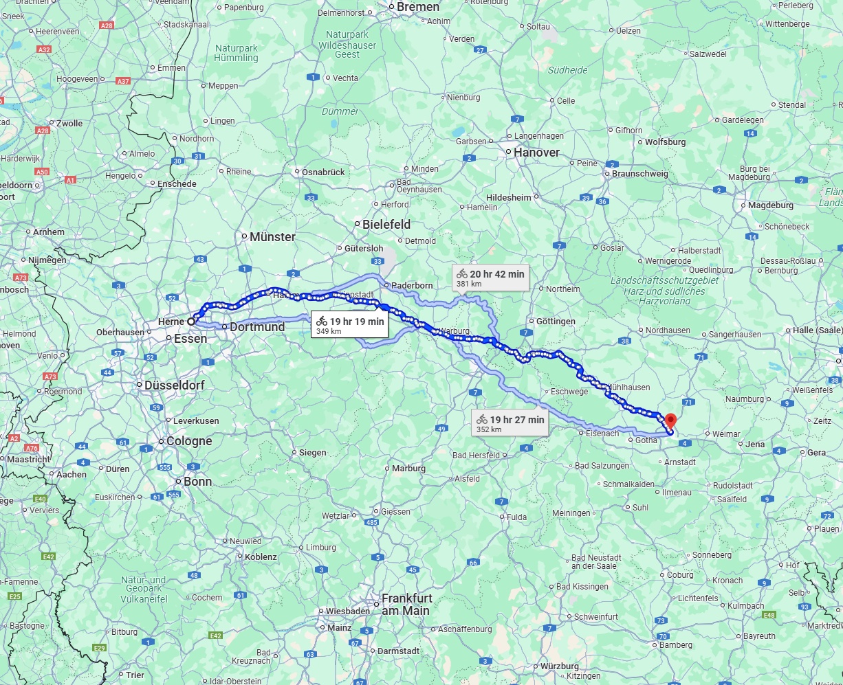Anreise von Herne Zu Erfurt Über 