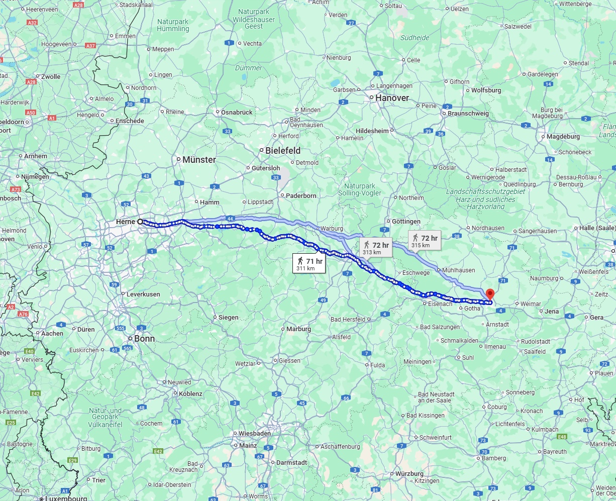 Anreise von Herne Zu Erfurt Über 