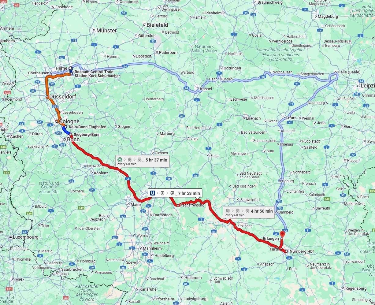 Anreise von Herne Zu Erlangen Über 