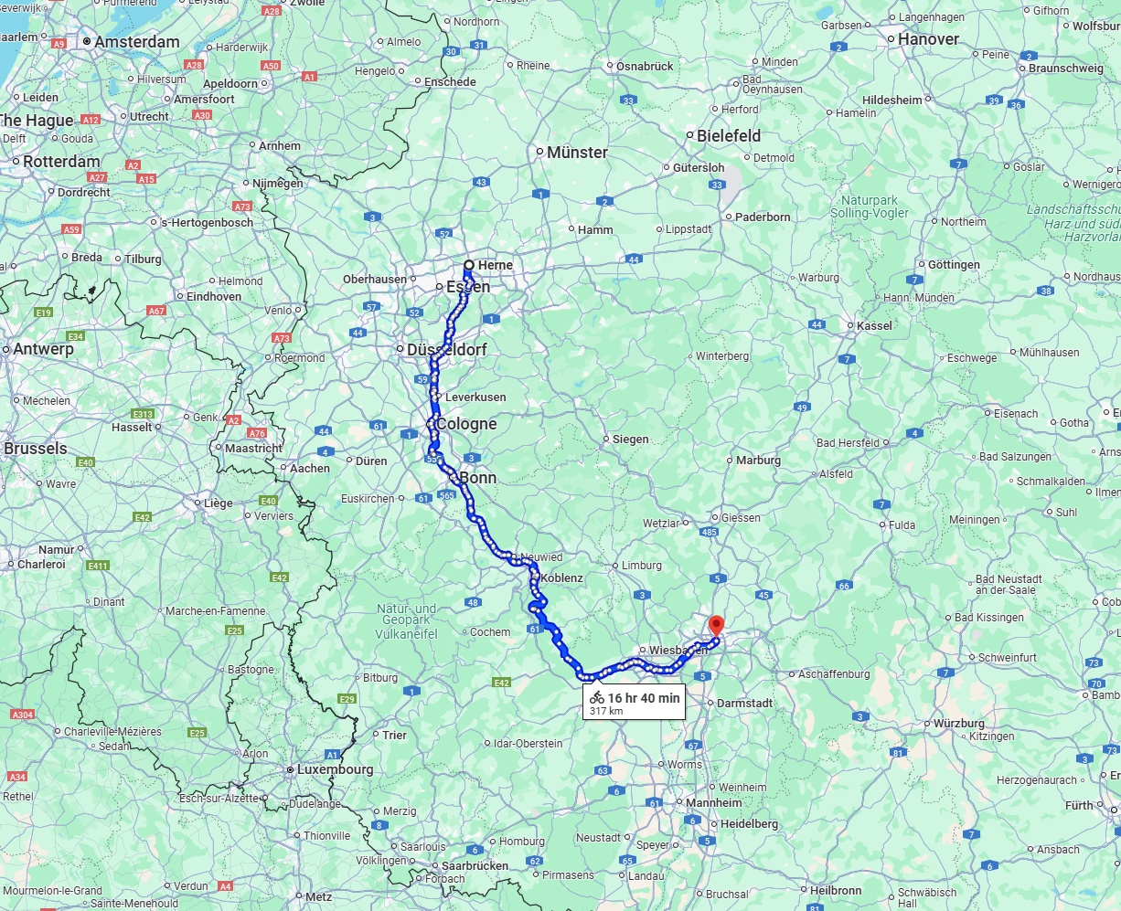 Anreise von Herne Zu Frankfurt am Main Über 