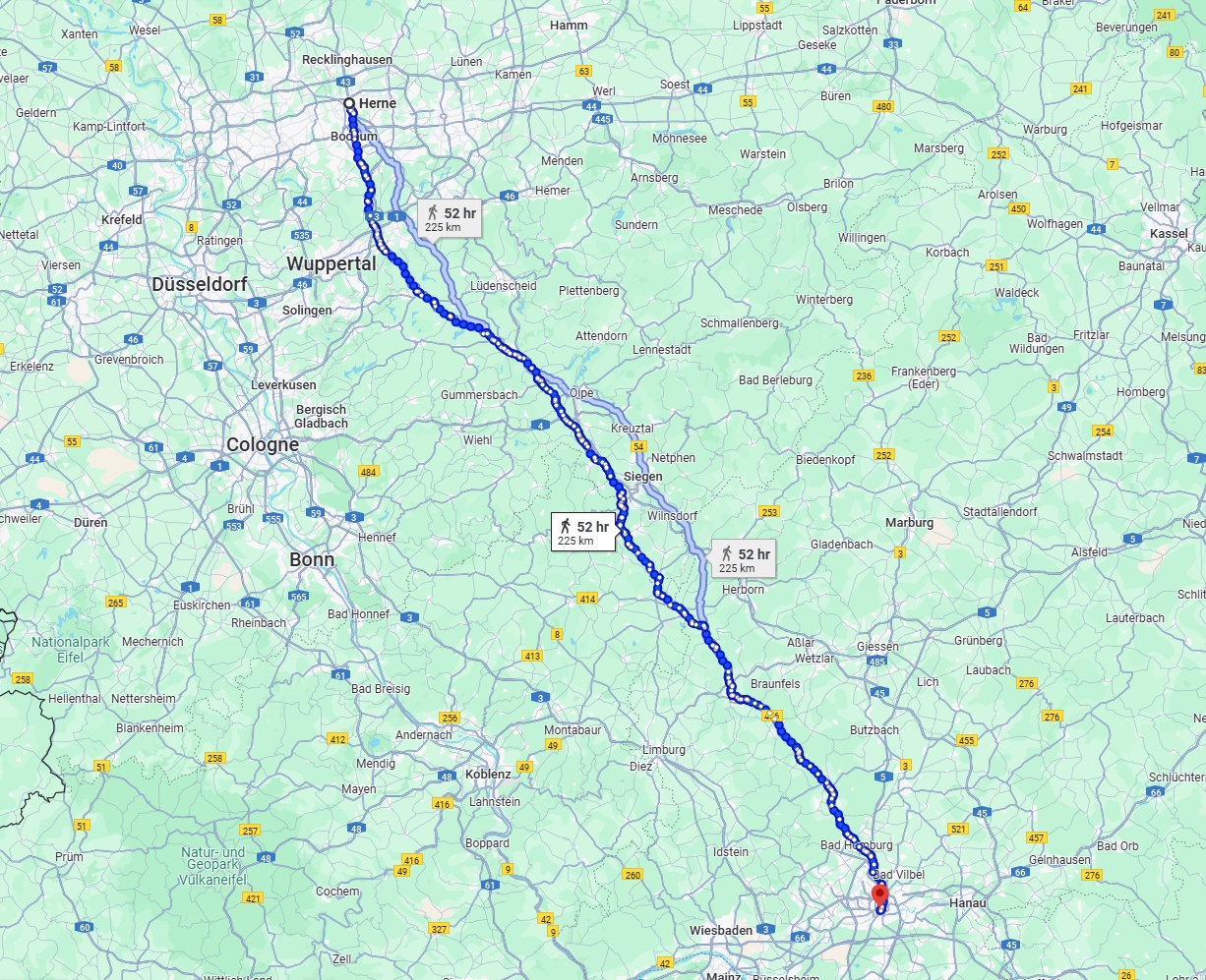 Anreise von Herne Zu Frankfurt am Main Über 