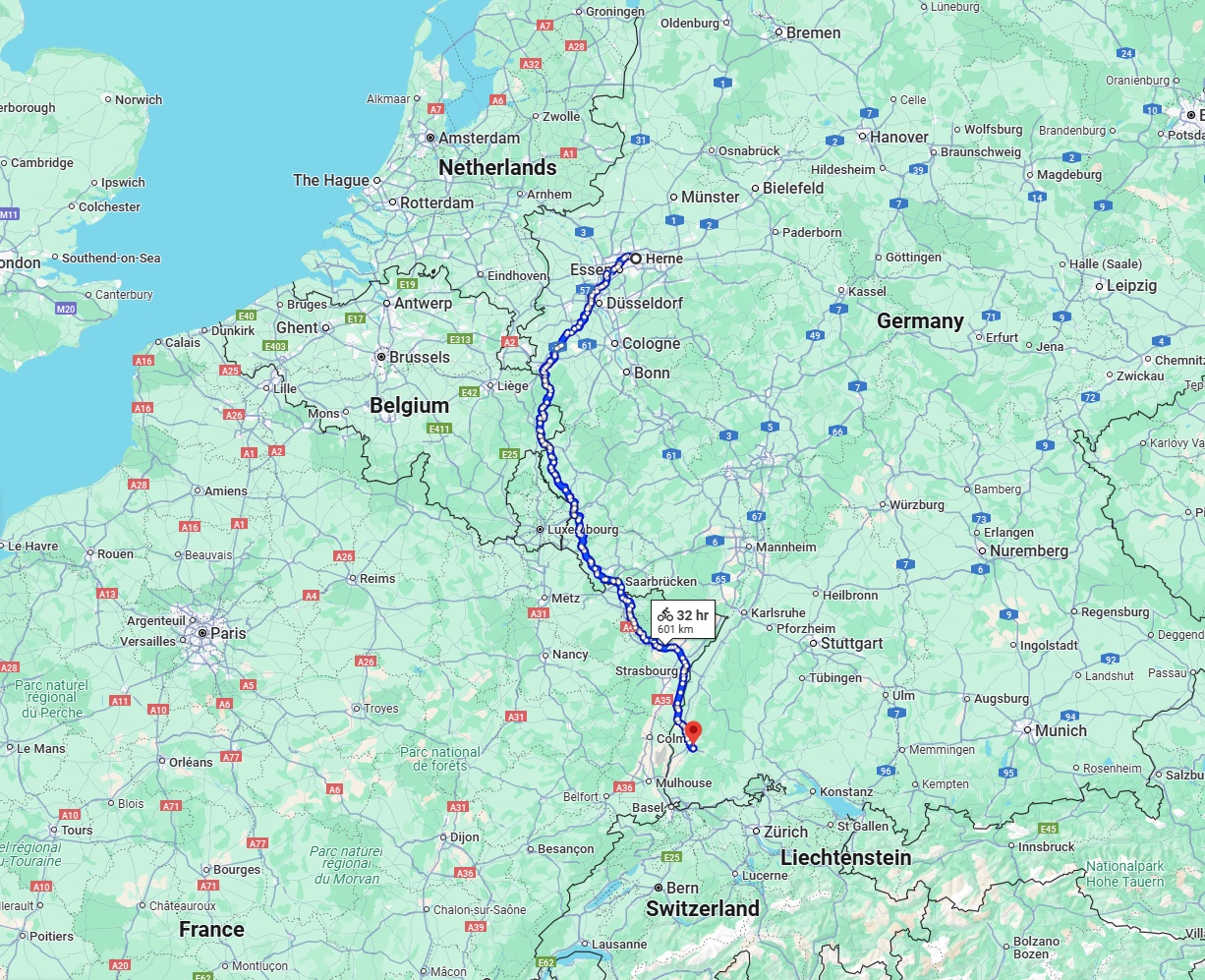 Anreise von Herne Zu Freiburg im Breisgau Über 