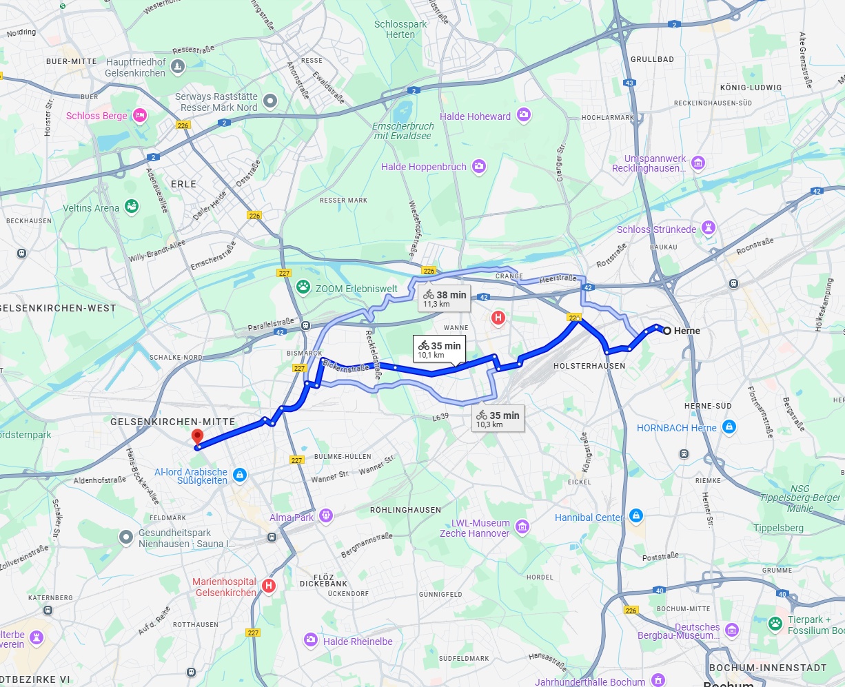 Anreise von Herne Zu Gelsenkirchen Über 