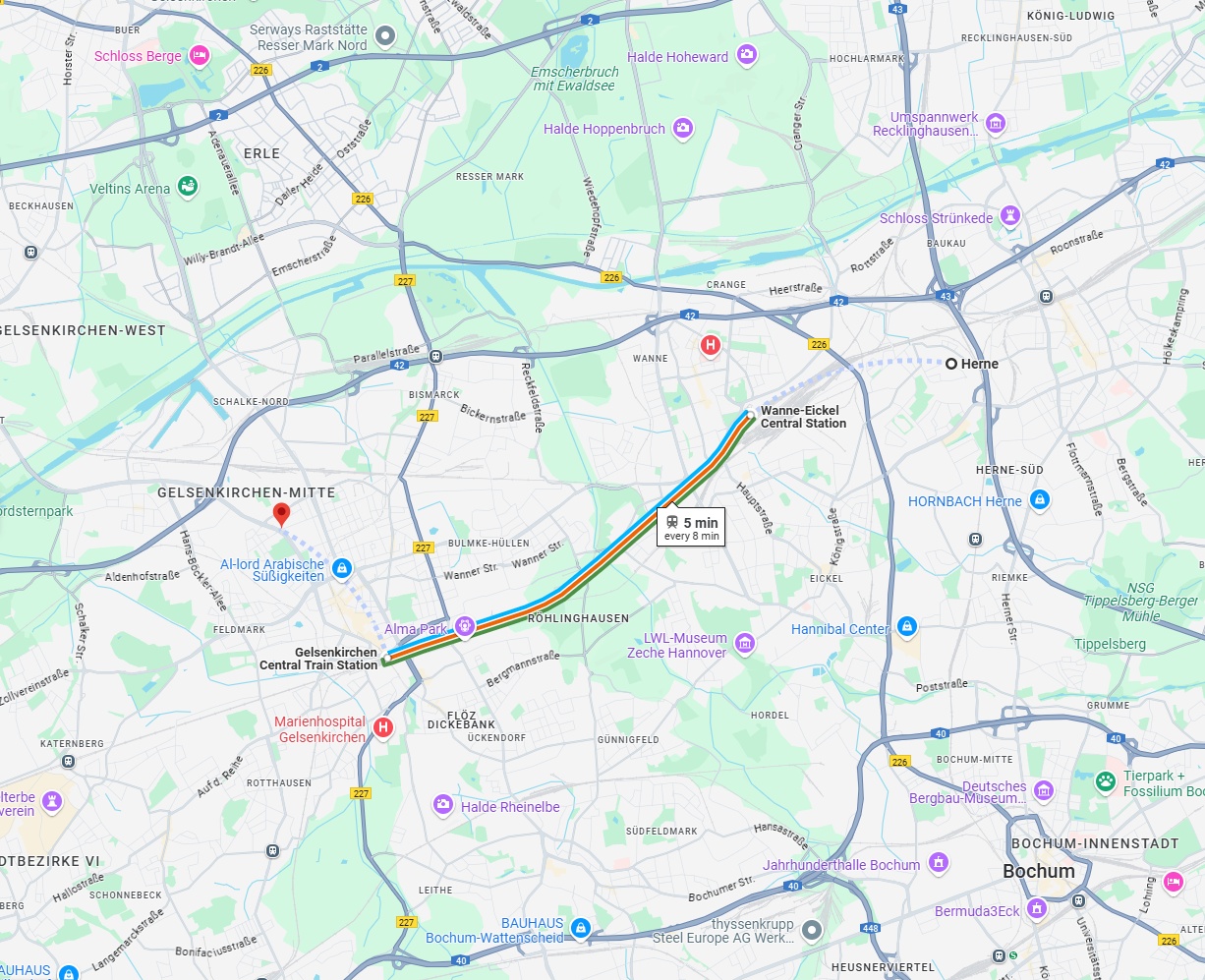 Anreise von Herne Zu Gelsenkirchen Über 