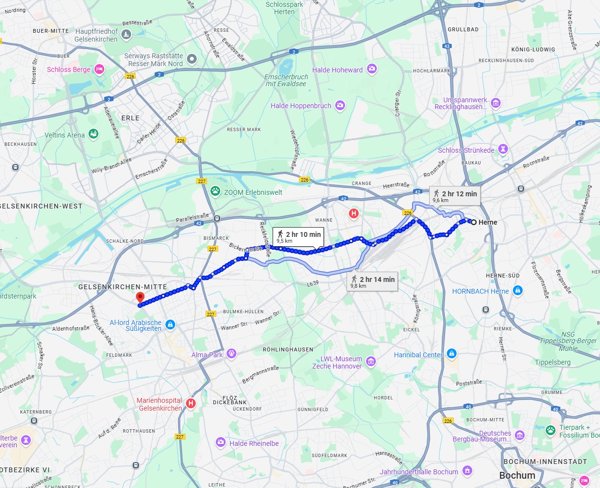Anreise von Herne Zu Gelsenkirchen Über 