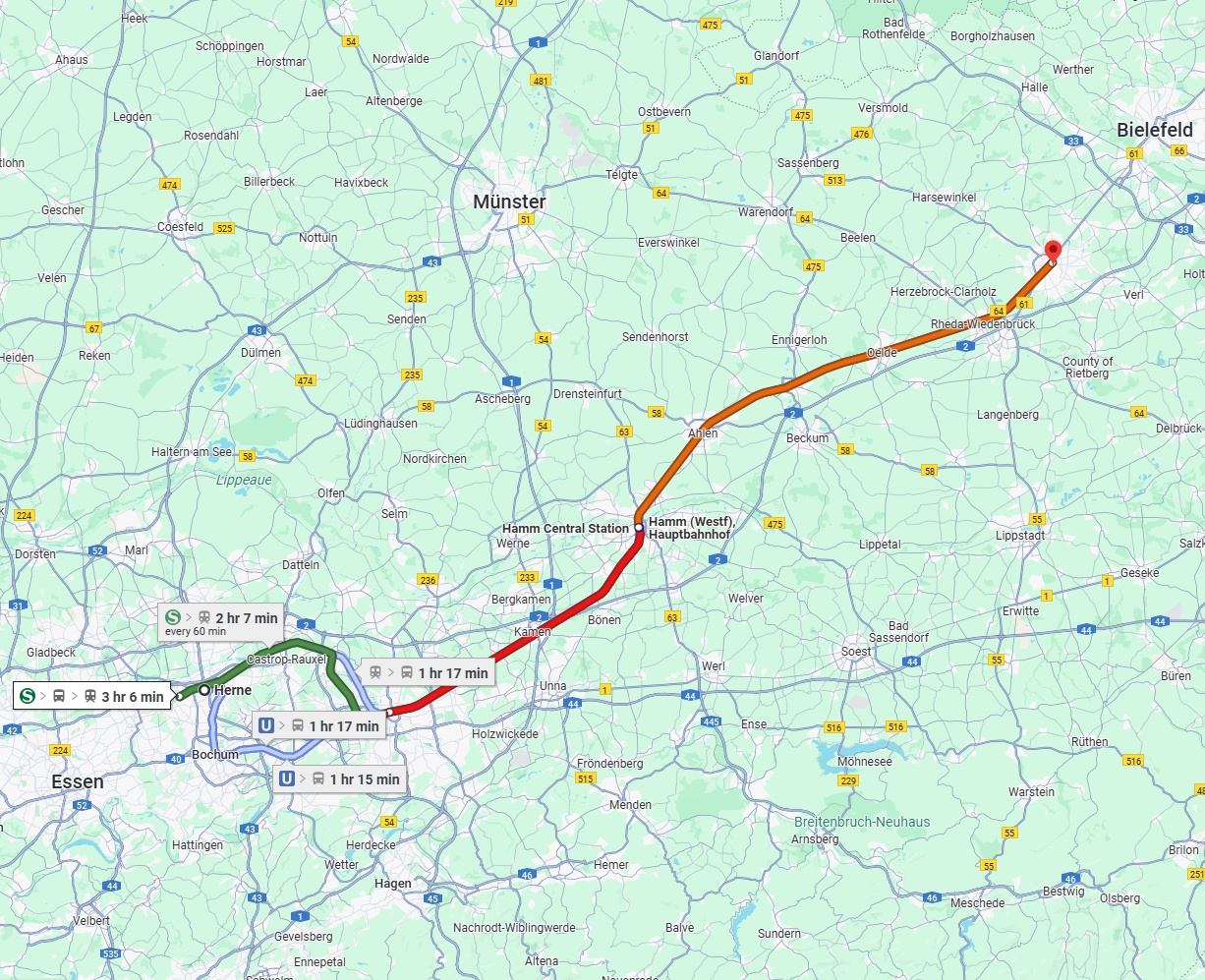 Anreise von Herne Zu Gütersloh Über 