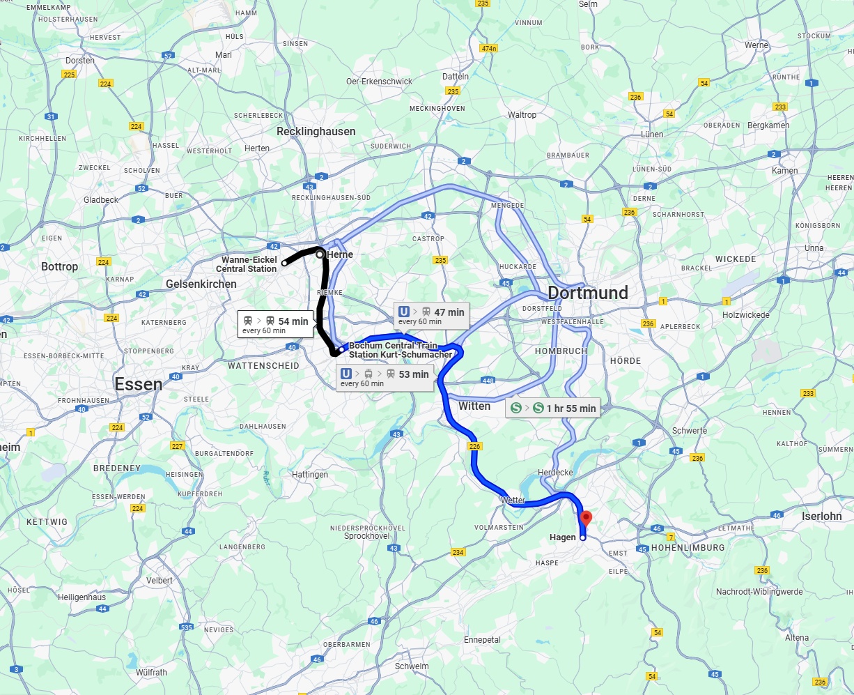 Anreise von Herne Zu Hagen Über 