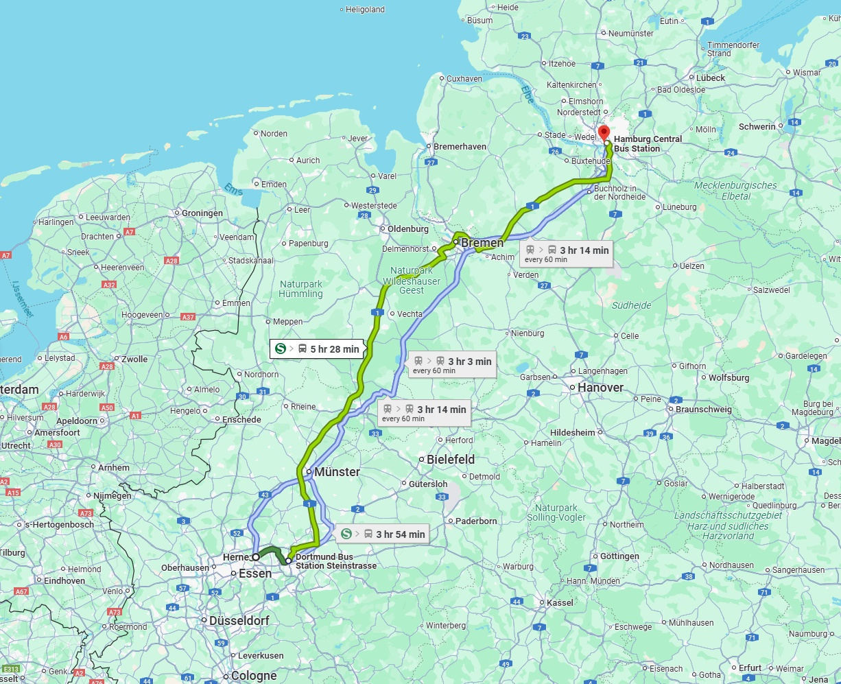 Anreise von Herne Zu Hamburg Über 