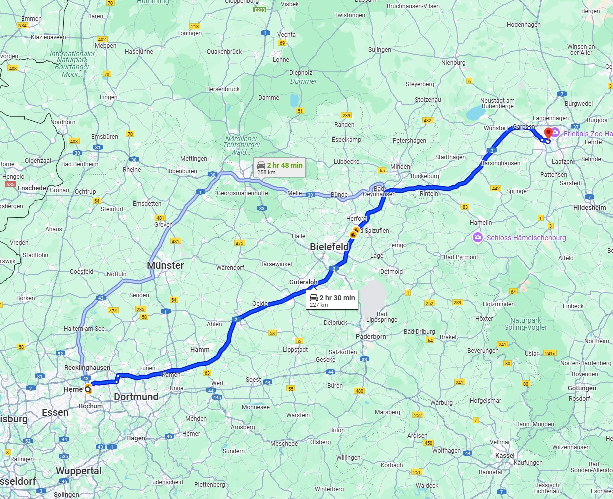 Anreise von Herne Zu Hannover Über via A2
