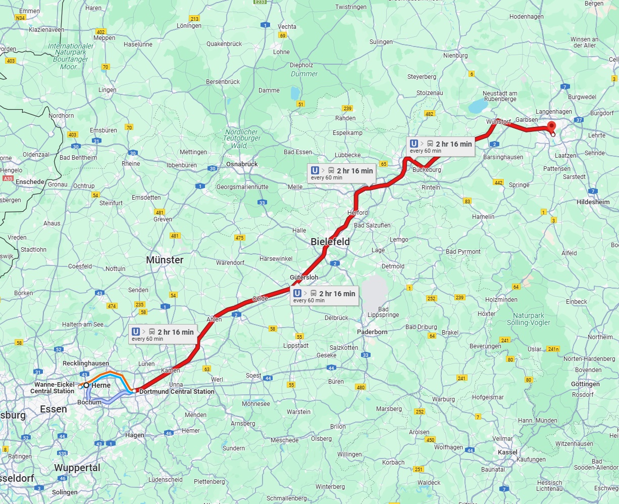 Anreise von Herne Zu Hannover Über 