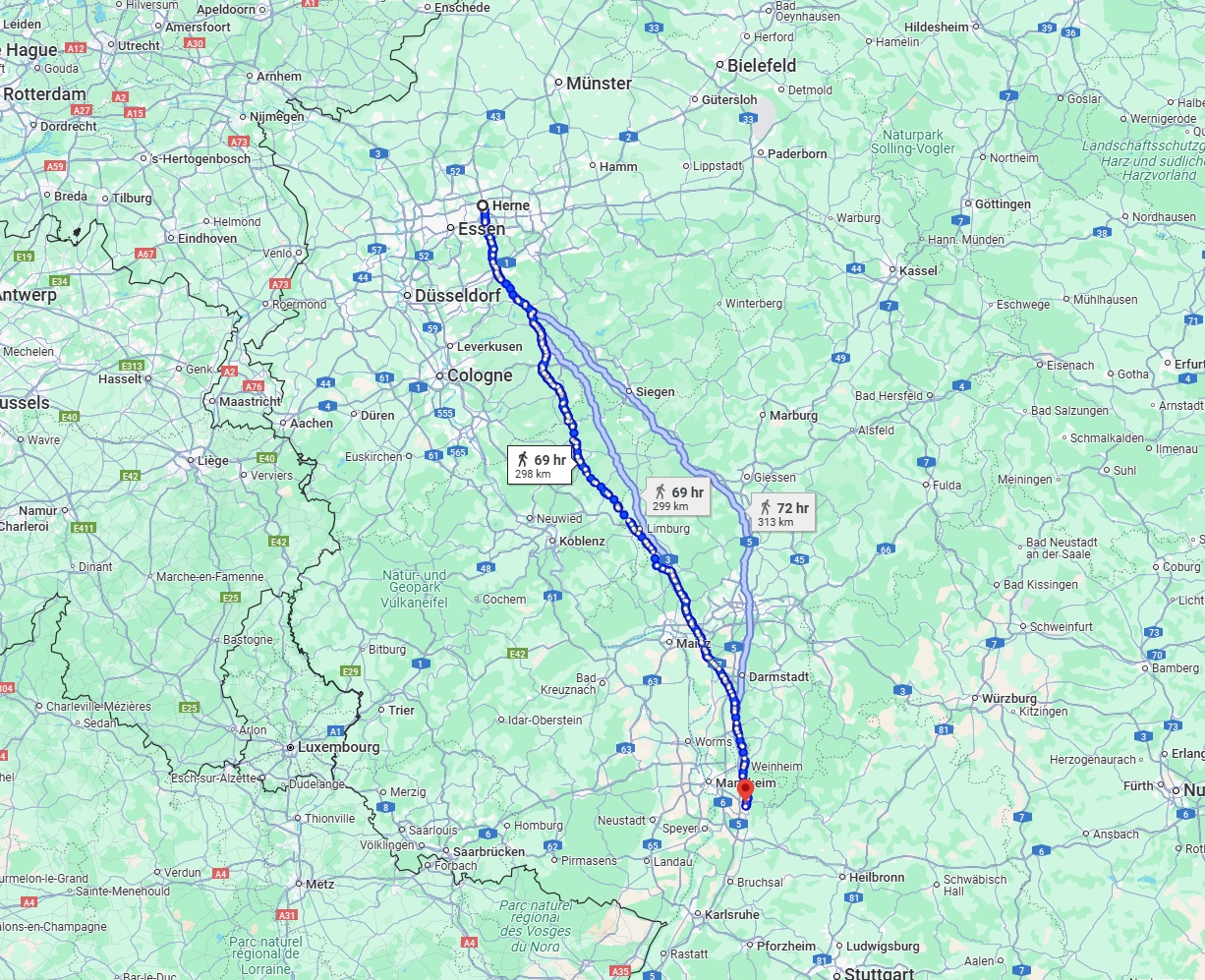 Anreise von Herne Zu Heidelberg Über 