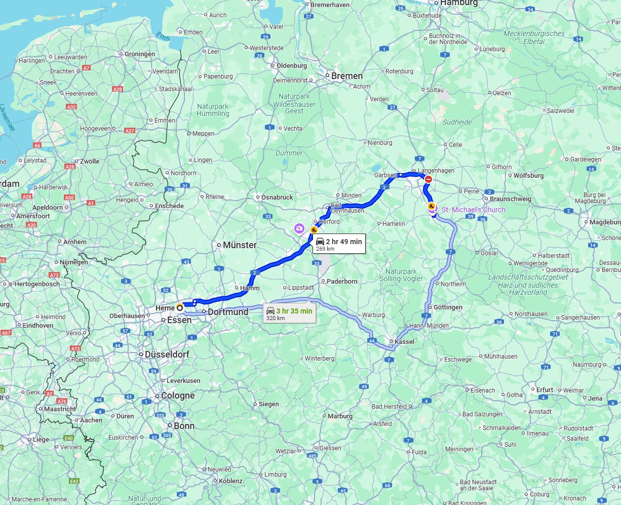 Anreise von Herne Zu Hildesheim Über via A2