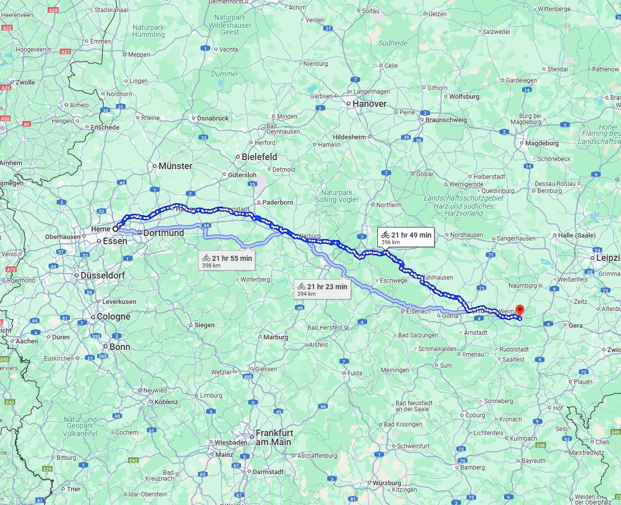Anreise von Herne Zu Jena Über 