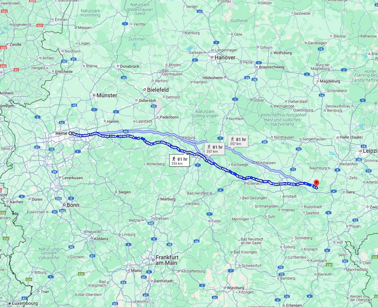 Anreise von Herne Zu Jena Über 