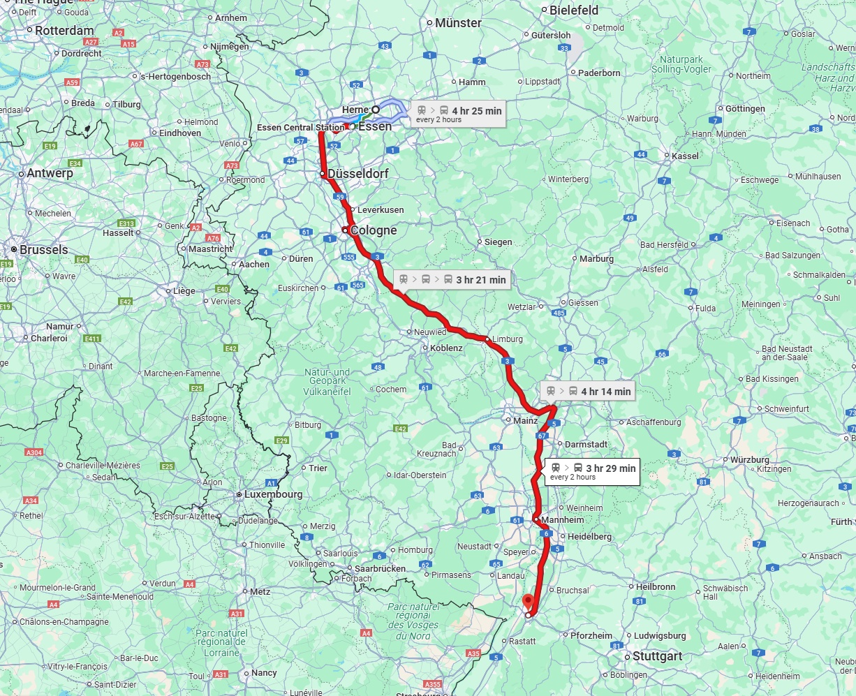 Anreise von Herne Zu Karlsruhe Über 