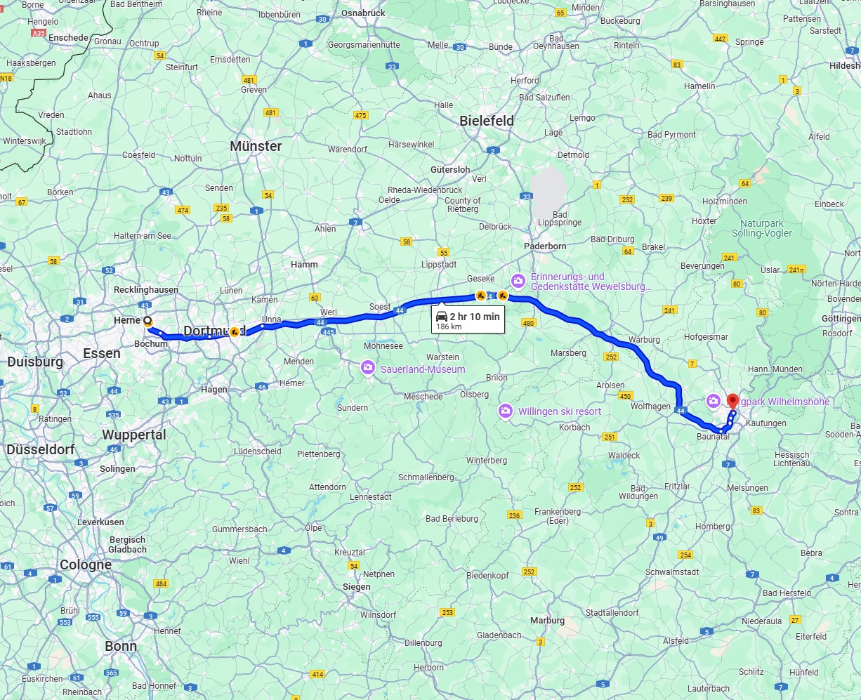 Anreise von Herne Zu Kassel Über via A44
