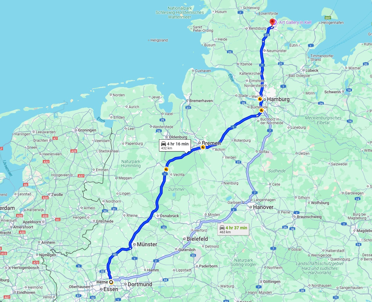 Anreise von Herne Zu Kiel Über via A1